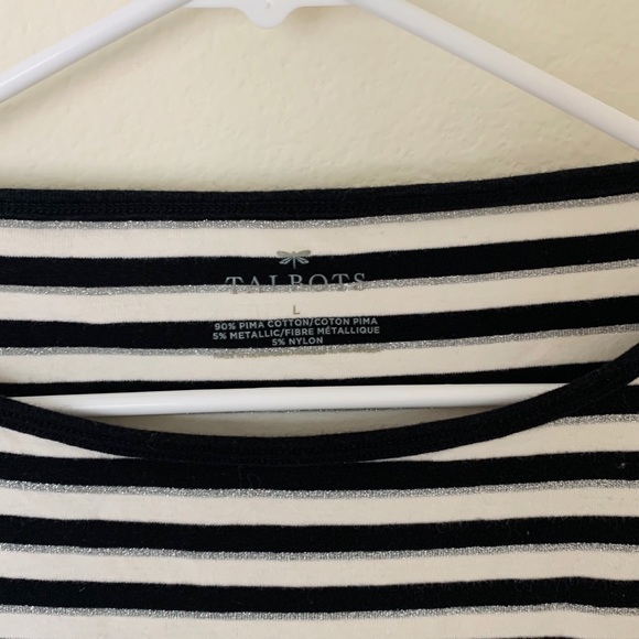 Talbots Black White Striped Long Sleeve Shirt - Picture 2 of 6